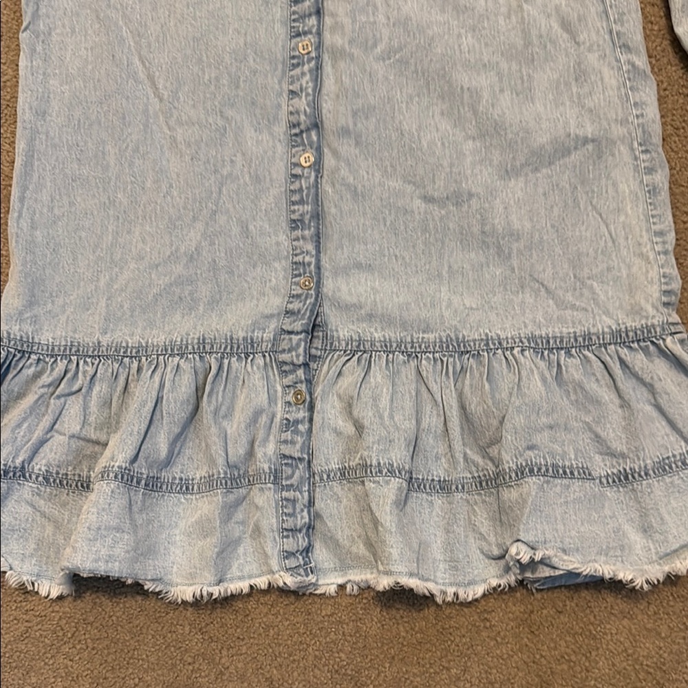 Elan Blue Ruffled Buttoned Mini Dress - Picture 3 of 11